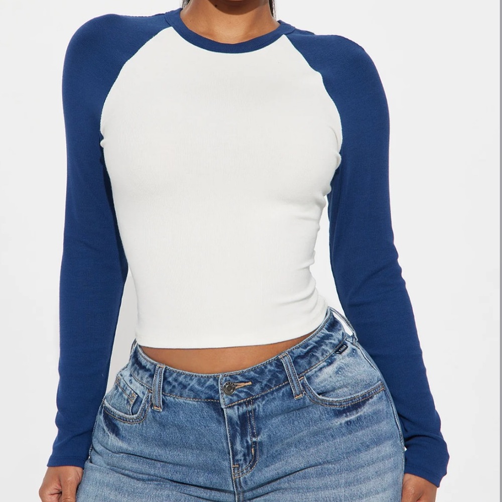 Kendra Raglan Top - Navy/combo